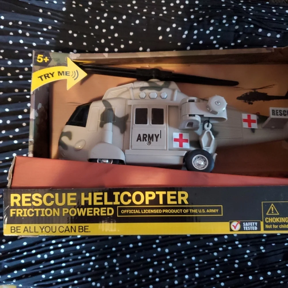 U.S. Army Rescue Helicopter Toy - Gray Lights & Sounds - Picture 1 of 8